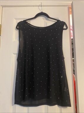 Black Sheer Studded Tank Top